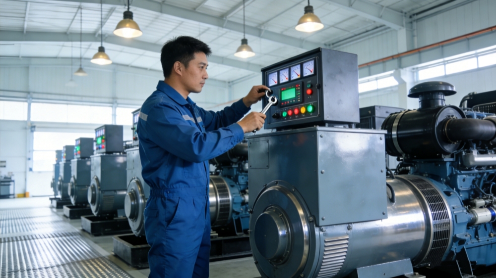 silent diesel generator in industrial plant