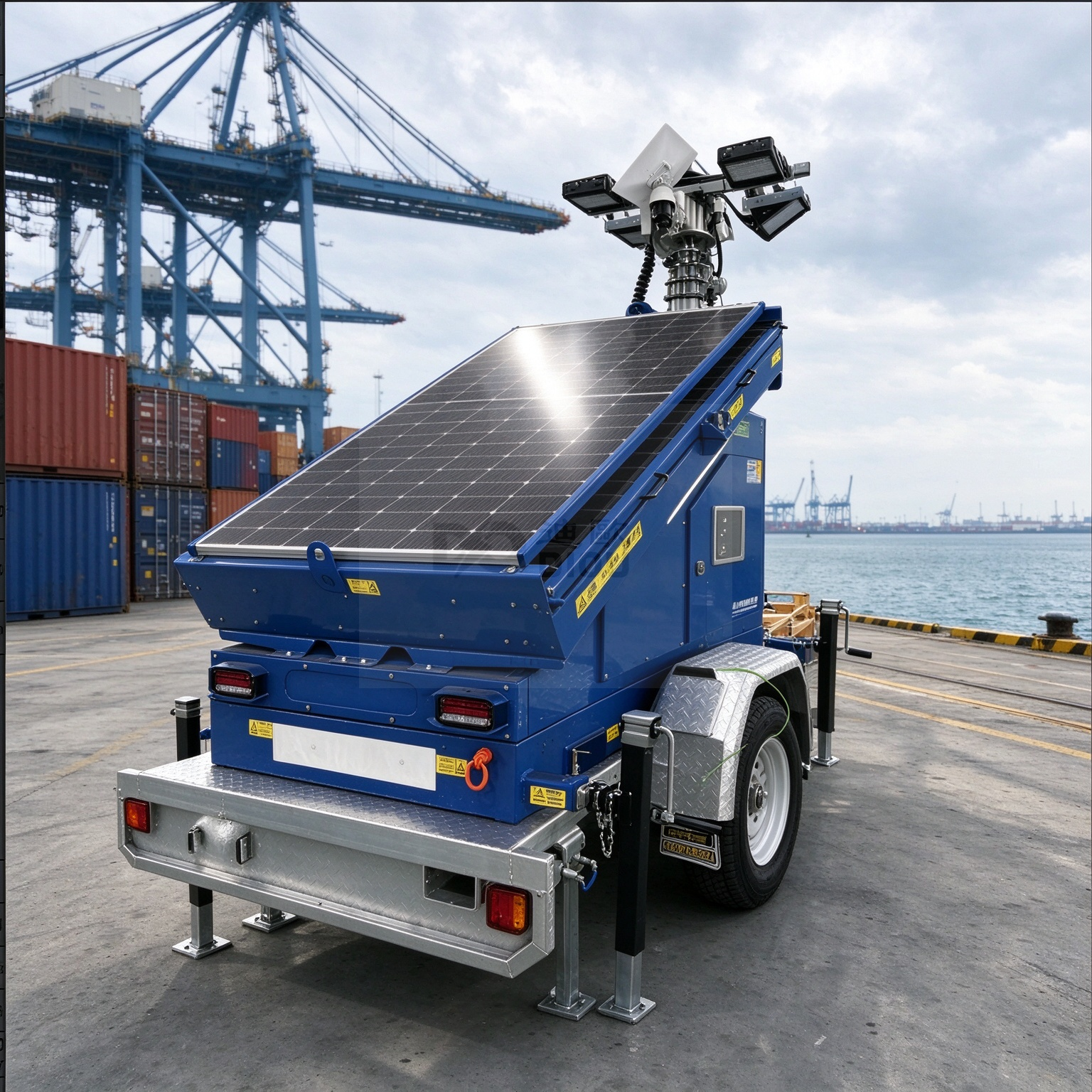 Portable Solar Light Tower with LED Lighting for Construction and Remote Sites