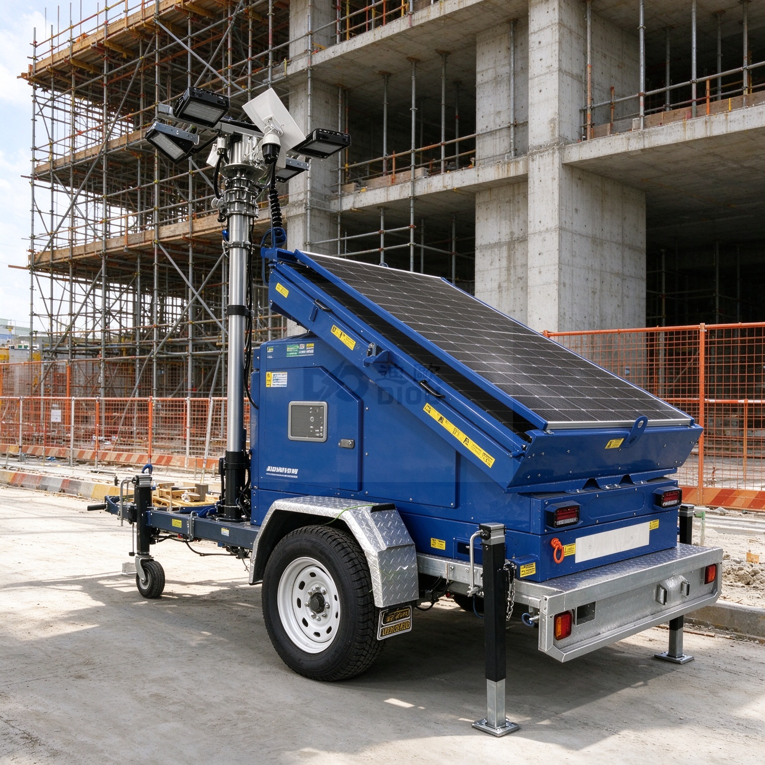 Portable Solar Light Tower with LED Lighting for Construction and Remote Sites