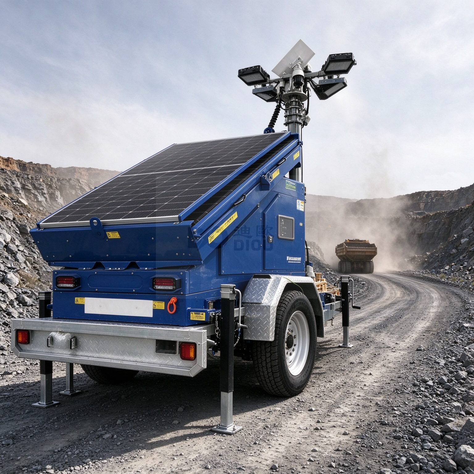 Portable Solar Light Tower with LED Lighting for Construction and Remote Sites
