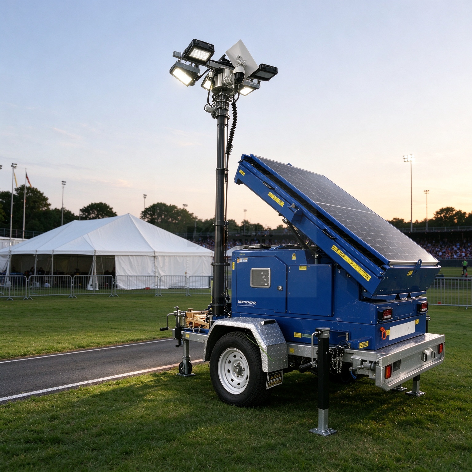 Portable Solar Light Tower with LED Lighting for Construction and Remote Sites
