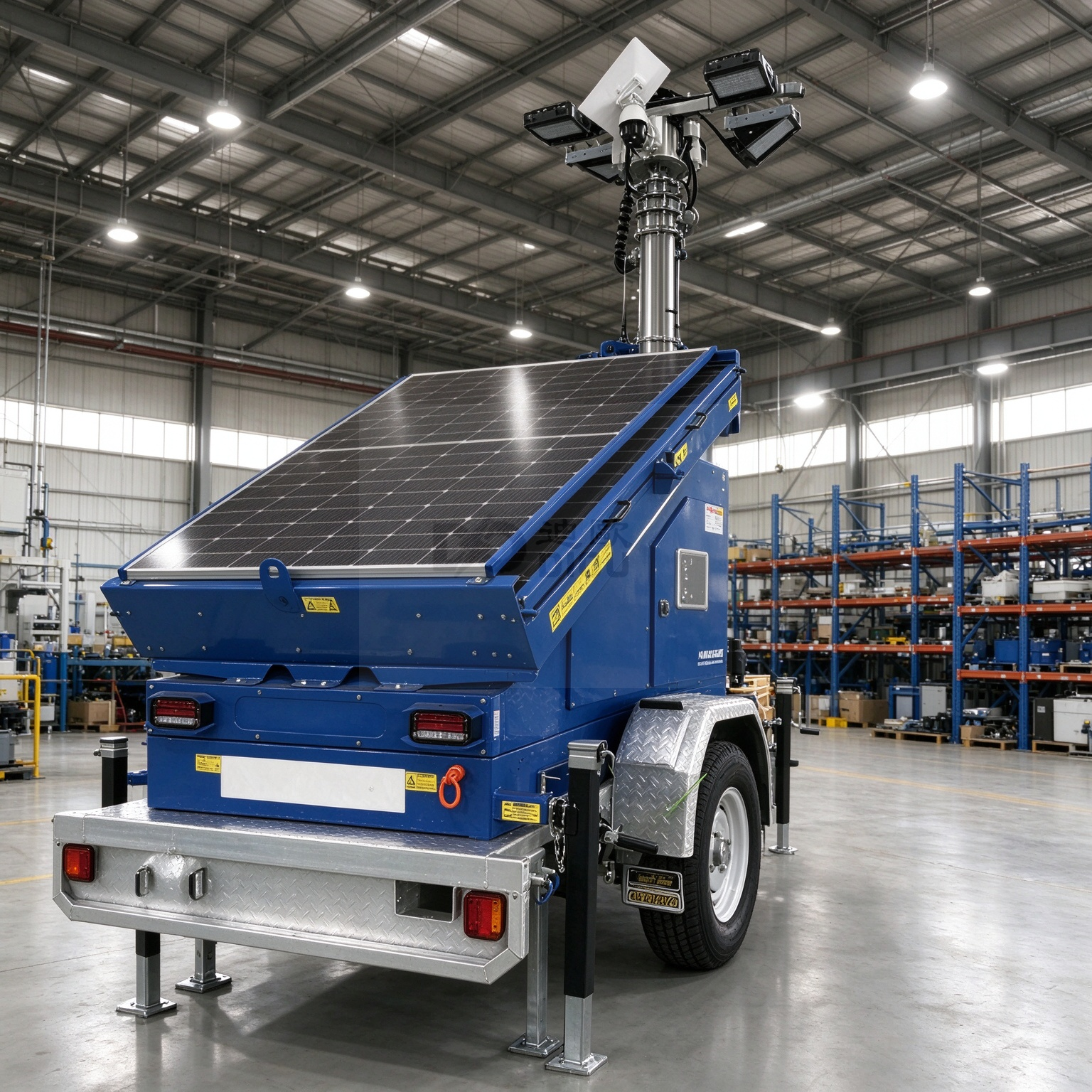 Mobile Solar Light Tower with LED Floodlights for Outdoor Construction